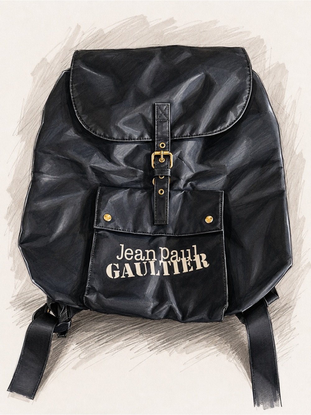 Jean Paul Gaultier Black Backpack with Gold Logo